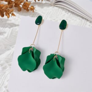 Green Petal Drop Earring