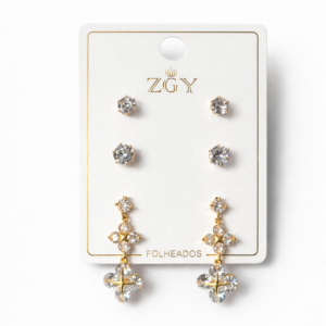 Gold Toned Earring 2 ( 3 pairs)