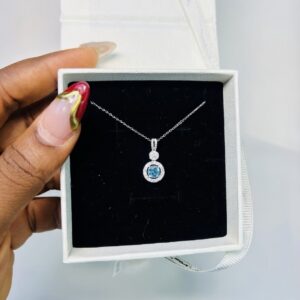 925 Sterling Silver Blue Topaz Pendant Necklace