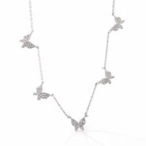 Dainty Silver Multi Butterfly Necklace