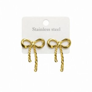 Stainless Steel Ribbon Bow Stud Earring