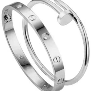 Silver Nail Cuff and Love Combo Bangles