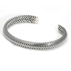 Twisted Silver Stainless Steel Bracelet for Men